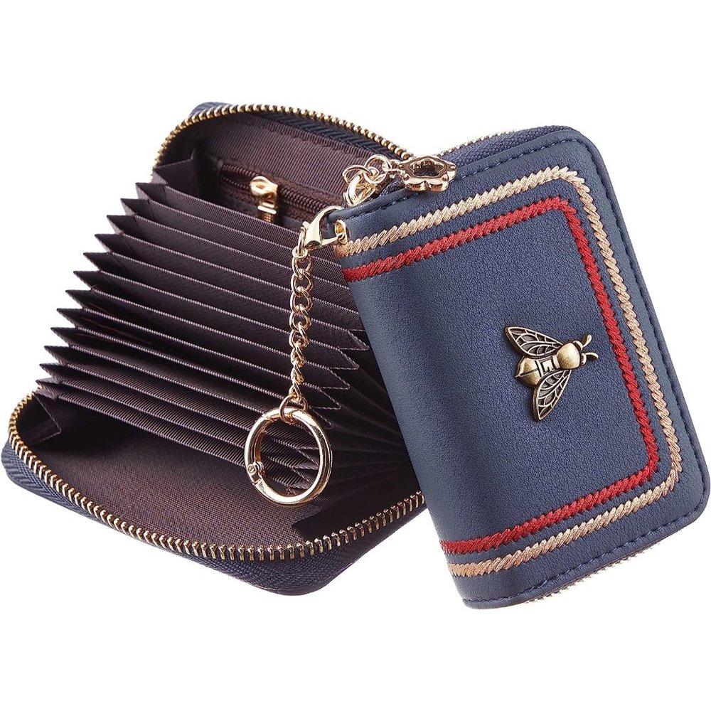 Ladies Zipper Pouch Credit Card Case Holder Key Chain Bee Wallet Coin Pocket